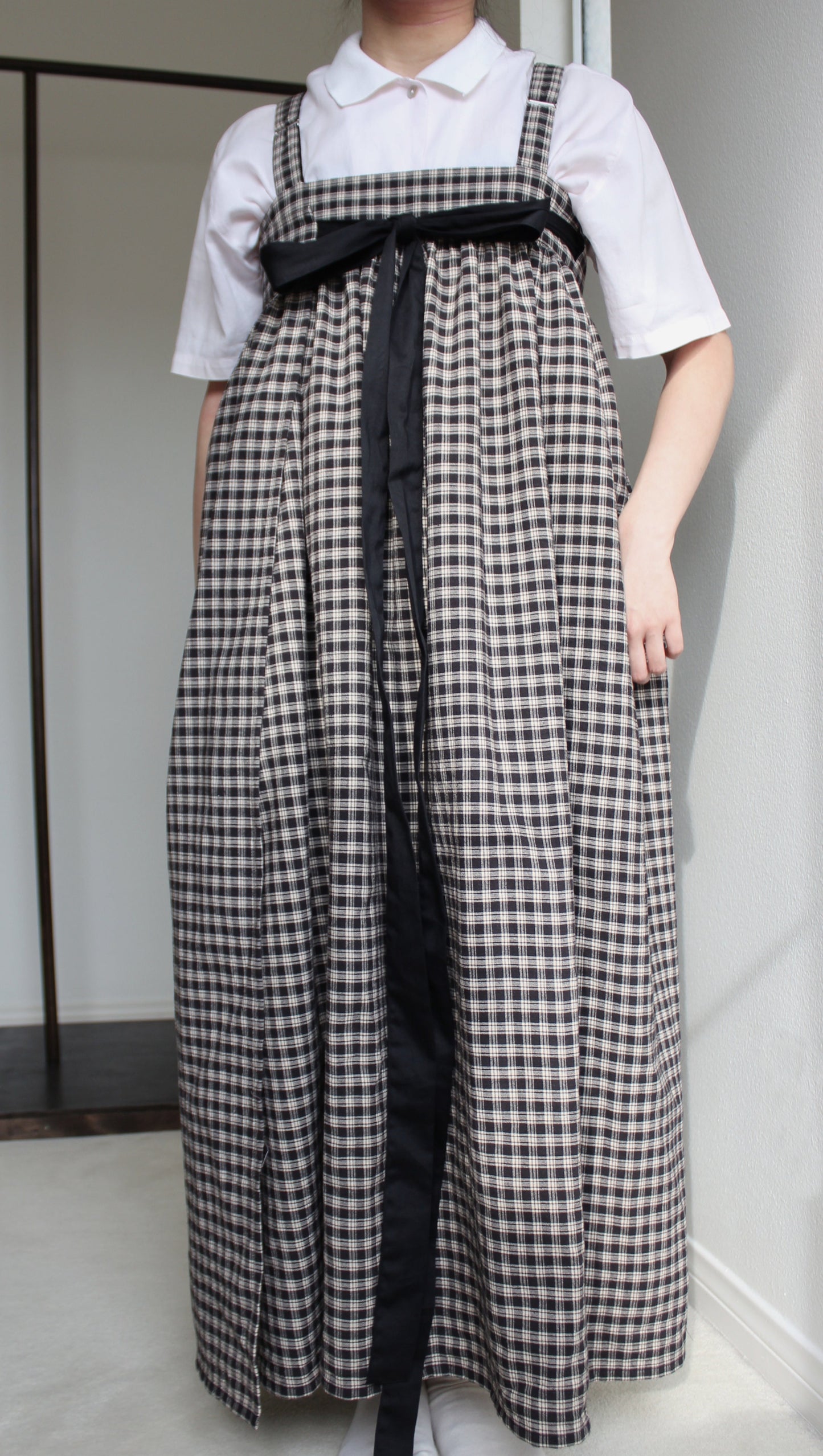 Modern Hanfu Dress in Black Plaid