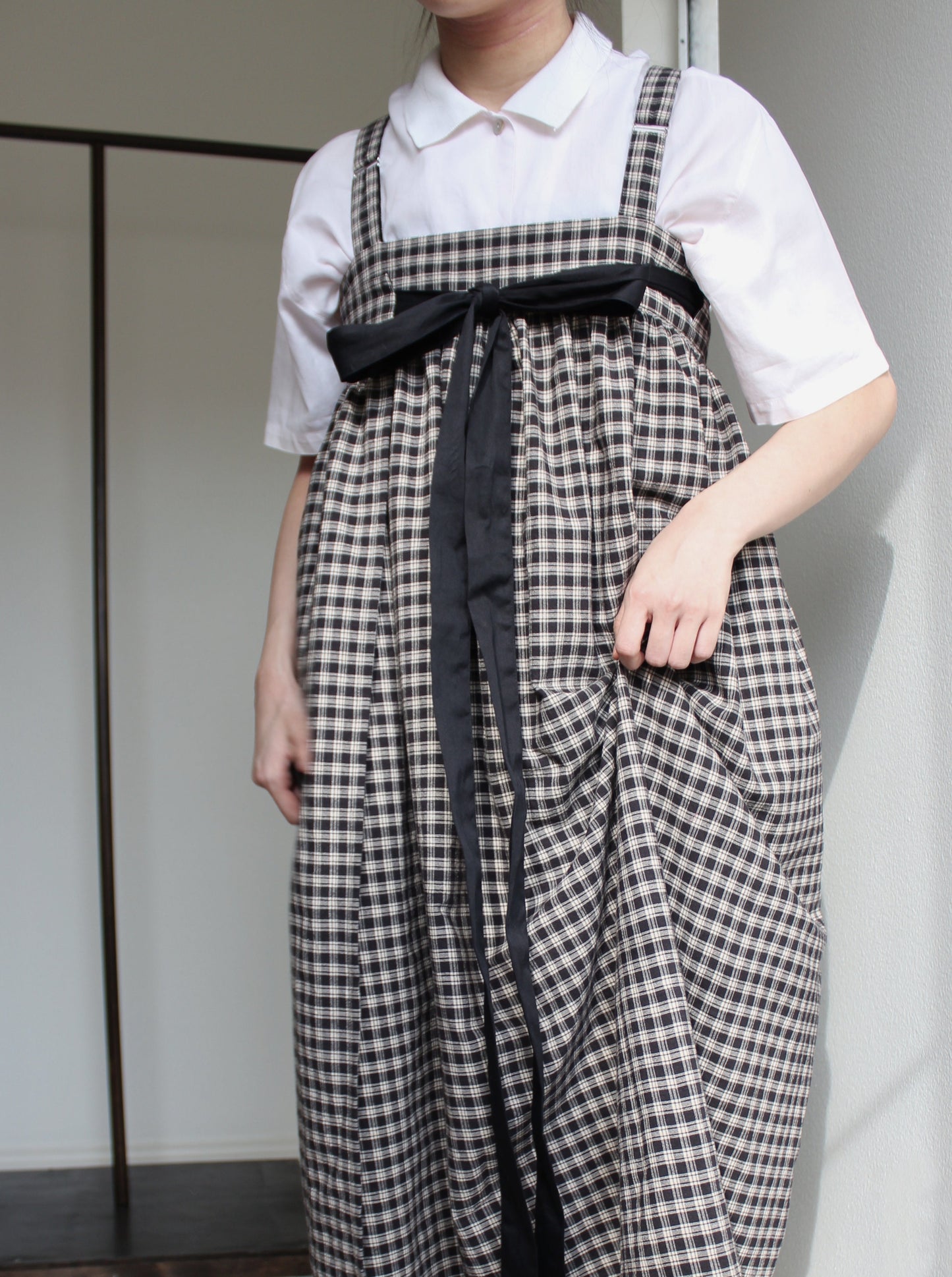 Modern Hanfu Dress in Black Plaid