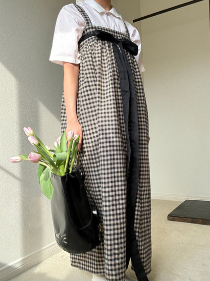 Modern Hanfu Dress in Black Plaid